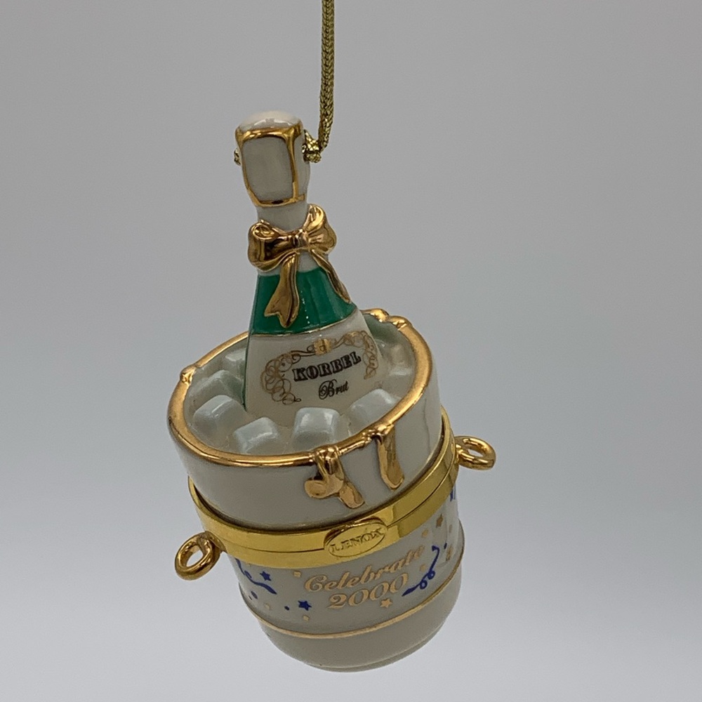 LENOX Y2K KORBEL BRUT Champagne Ice Bucket Hinged Trinket Box/Ornament 2000
